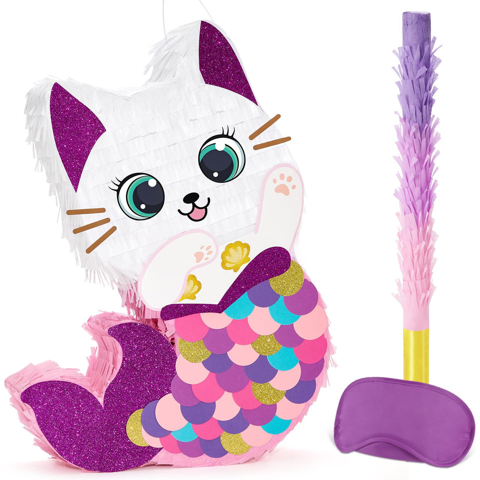 WERNNSAI cat mermaid pinata body with bright colors for engaging party games.