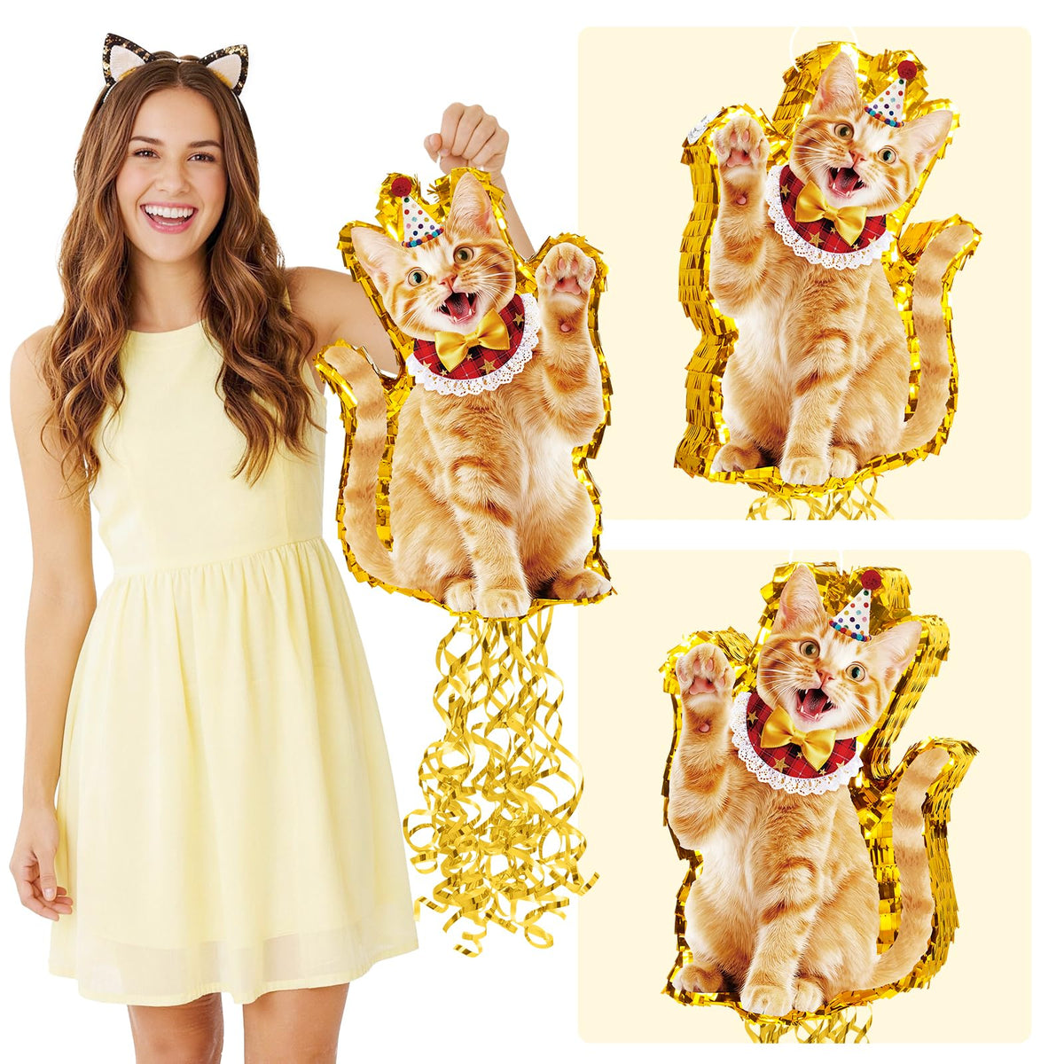 Kids enjoy a lively pull string game with the WERNNSAI cat piñata