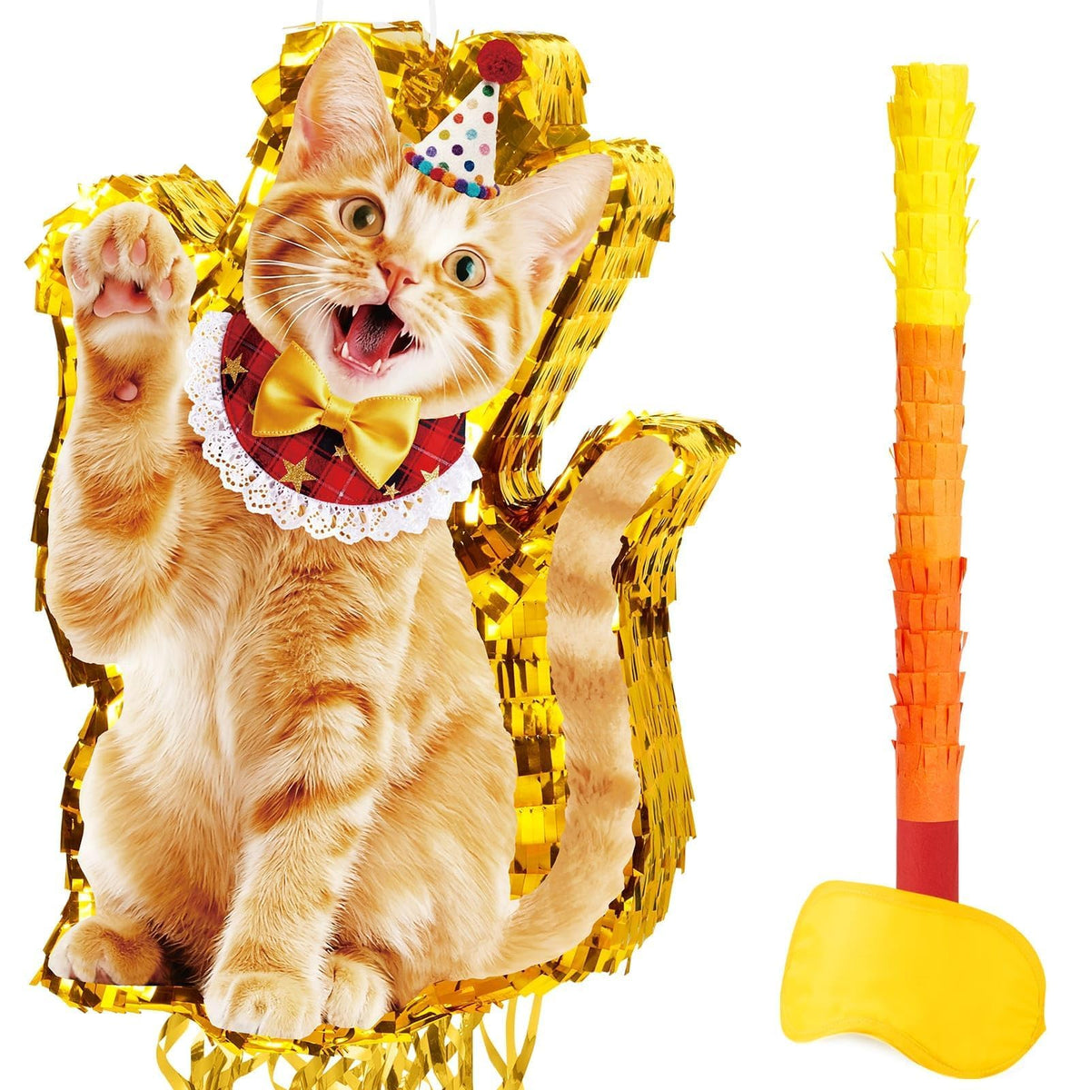 WERNNSAI Cat Piñata orange birthday decor to brighten a cat themed party