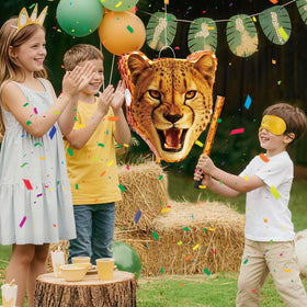 WERNNSAI Cheetah Piñata used as safari party decor prop.