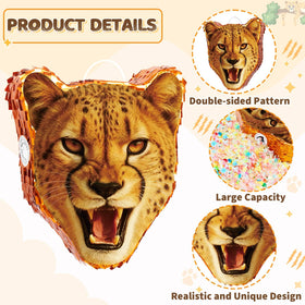 WERNNSAI Cheetah Piñata with hole and hanging loop.