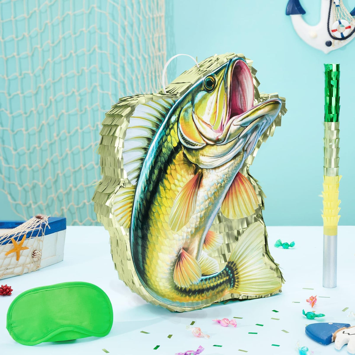 WERNNSAI colorful fish pinata closeup shows vivid colors and playful texture