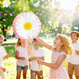 WERNNSAI Daisy Flower Pinata gradient pink bat included for the game.