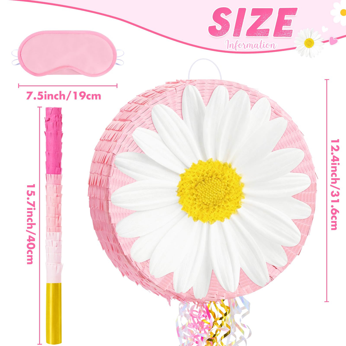 WERNNSAI Daisy Flower Pinata thick corrugated paper for durable party play.