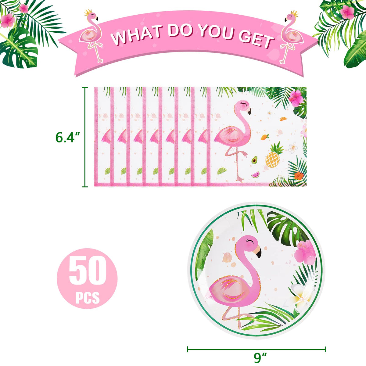 WERNNSAI Flamingo dinnerware set close-up, party-ready dining