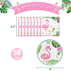 WERNNSAI Flamingo dinnerware set close-up, party-ready dining