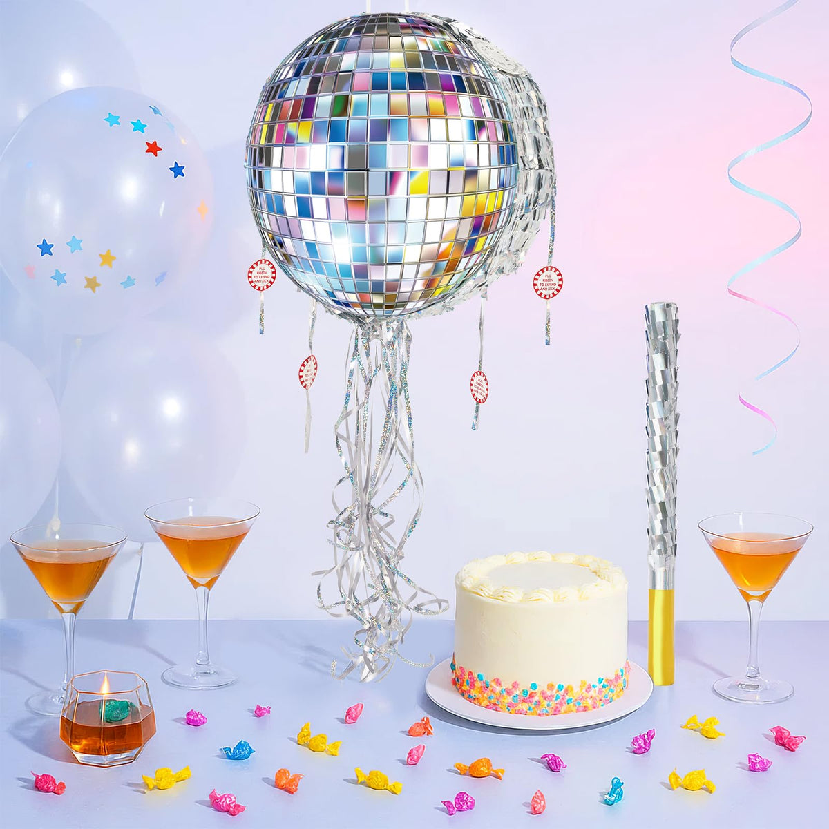 WERNNSAI disco ball pinata eye mask included for playful theme