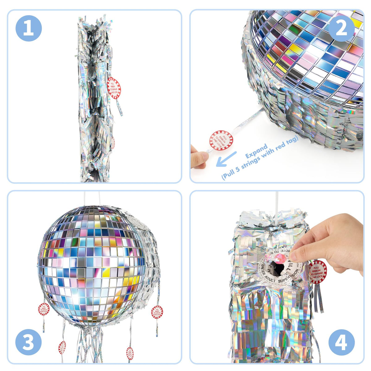 WERNNSAI disco ball pinata fill capacity of up to 5 pounds