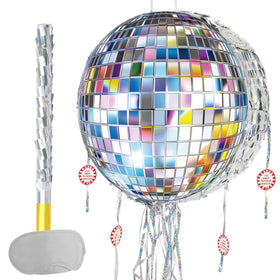 WERNNSAI disco ball pinata pull rope with mirror sequins for a vibrant party