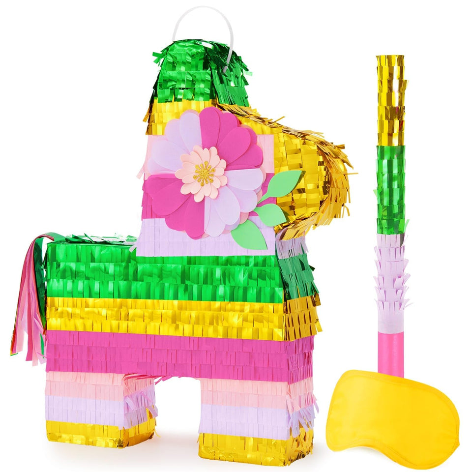 WERNNSAI rainbow donkey pinata full view for festive party decor and interactive game.