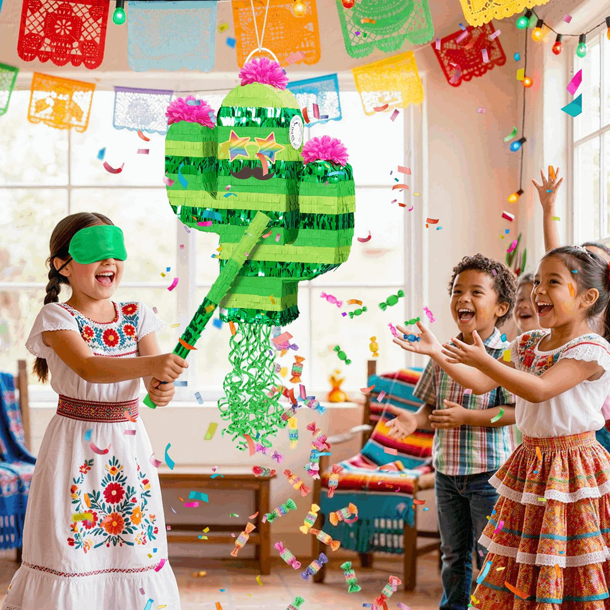 WERNNSAI durable corrugated paper pinata withstands playful hits.