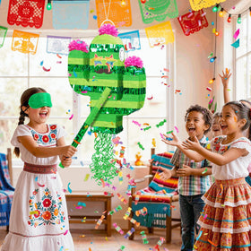 WERNNSAI durable corrugated paper pinata withstands playful hits.
