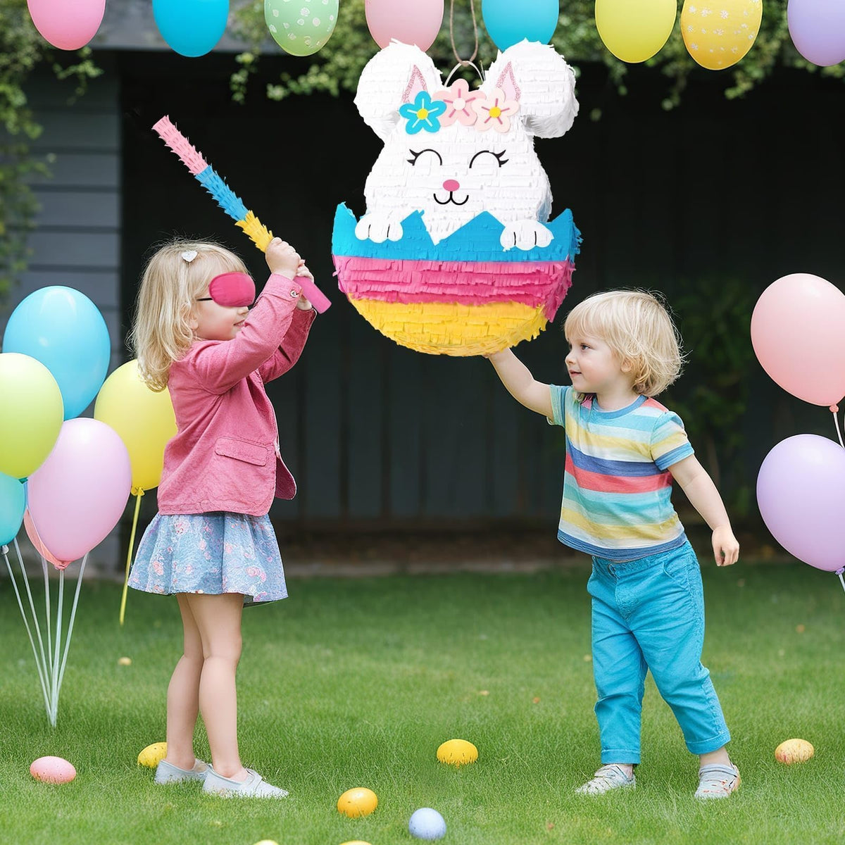 WERNNSAI Easter Bunny Piñata decorative hanging ornament for spring décor