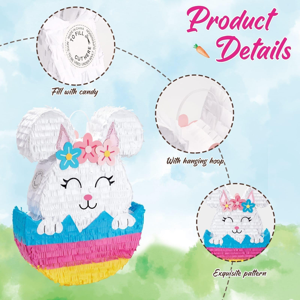 WERNNSAI Easter Bunny Piñata filled with treats for a fun kids' game
