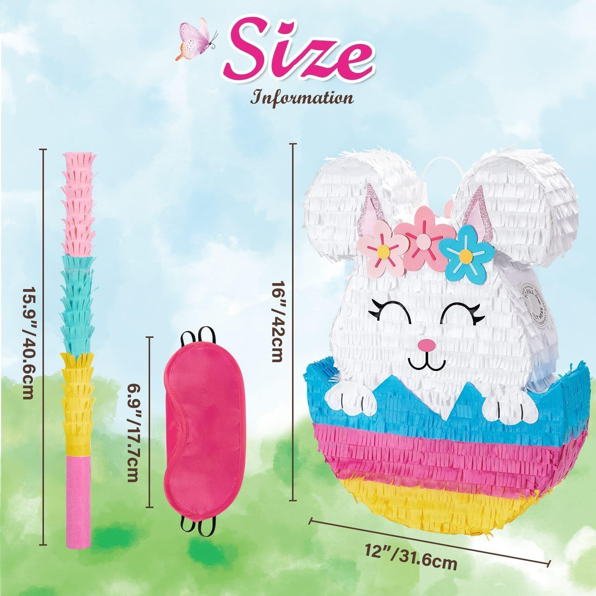 WERNNSAI Easter Bunny Piñata hanging loop enables quick party setup