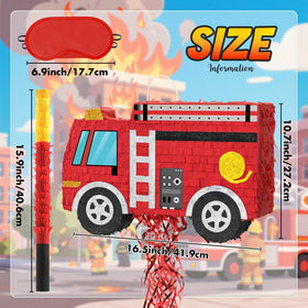 WERNNSAI Fire Truck Piñata bright colors close-up creates instant party excitement