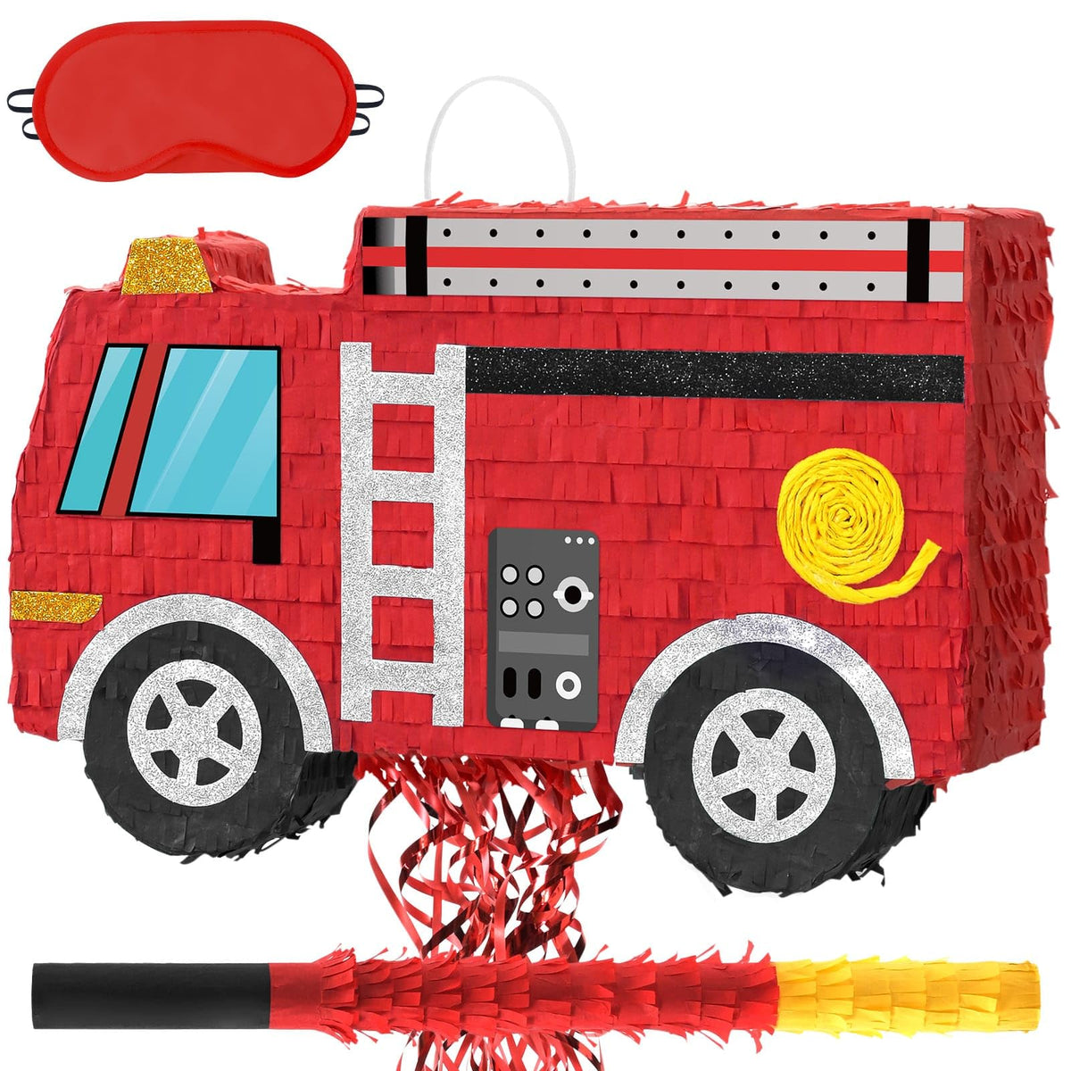 WERNNSAI Fire Truck Piñata front view with vivid colors for a festive party centerpiece