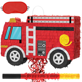 WERNNSAI Fire Truck Piñata front view with vivid colors for a festive party centerpiece