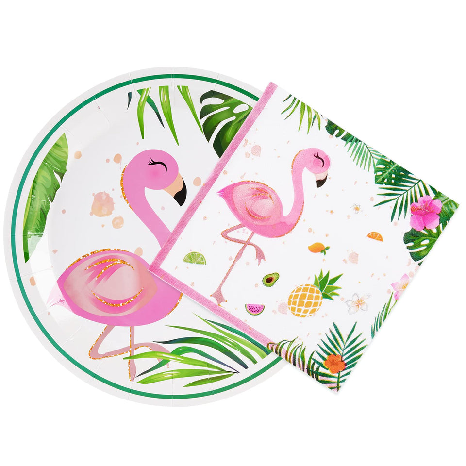 WERNNSAI Flamingo plates close-up for easy cleanup after feasts