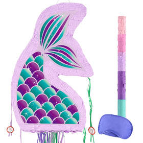 WERNNSAI foldable mermaid pinata pull-string design for easy party games.