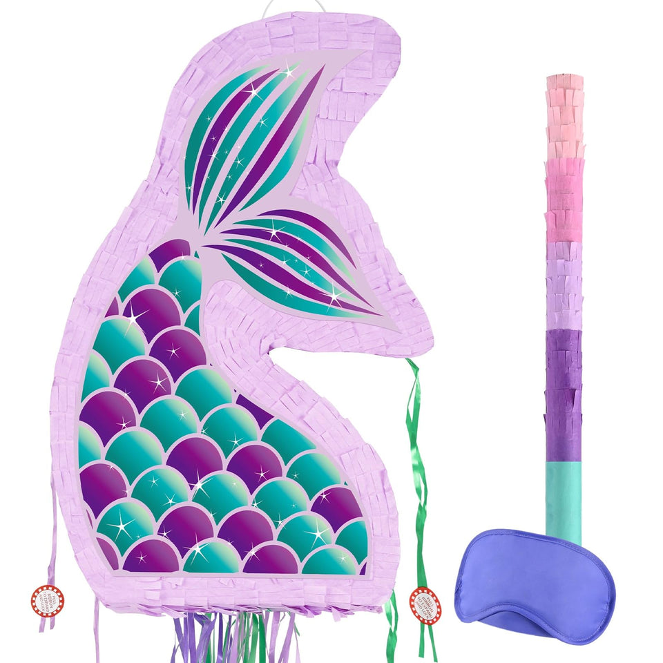 WERNNSAI foldable mermaid pinata pull-string design for easy party games.