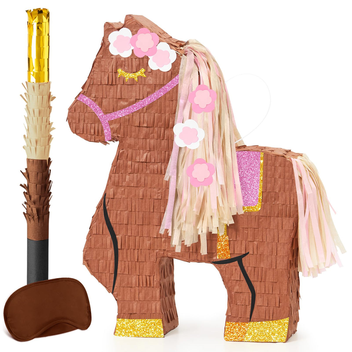 WERNNSAI horse pinata with floral design adds vibrant color to cowgirl parties