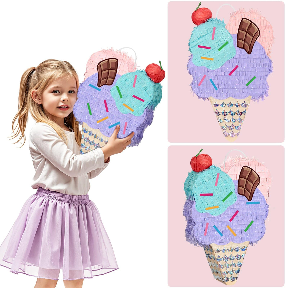 WERNNSAI Ice Cream Piñata thick paper construction for durable party games