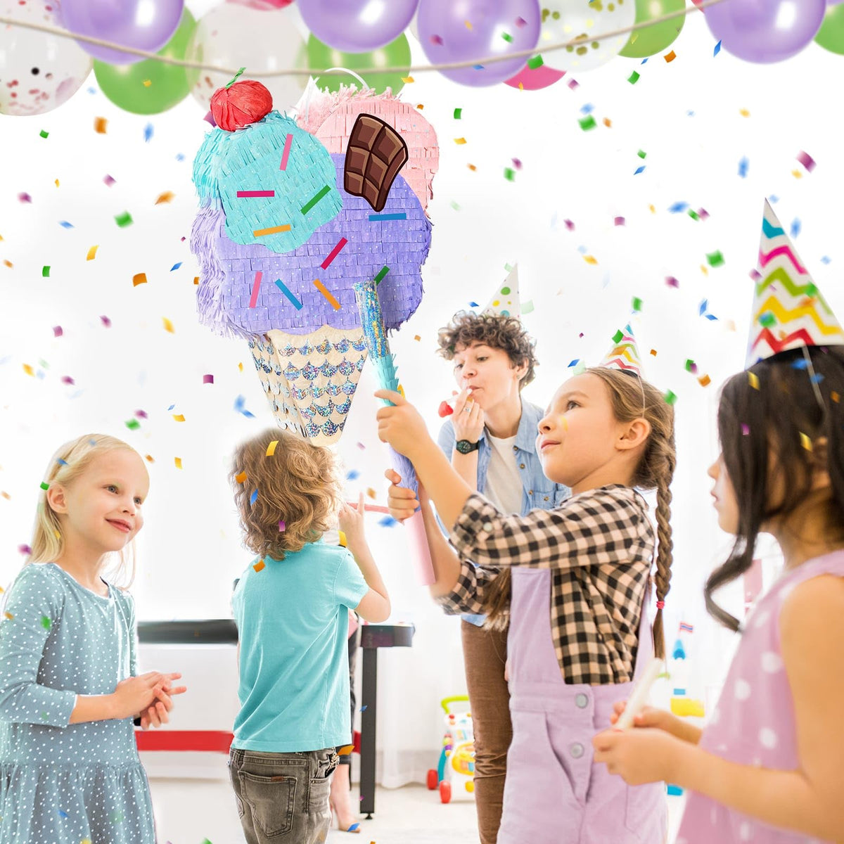 WERNNSAI Ice Cream Piñata hanging ready for quick setup and play