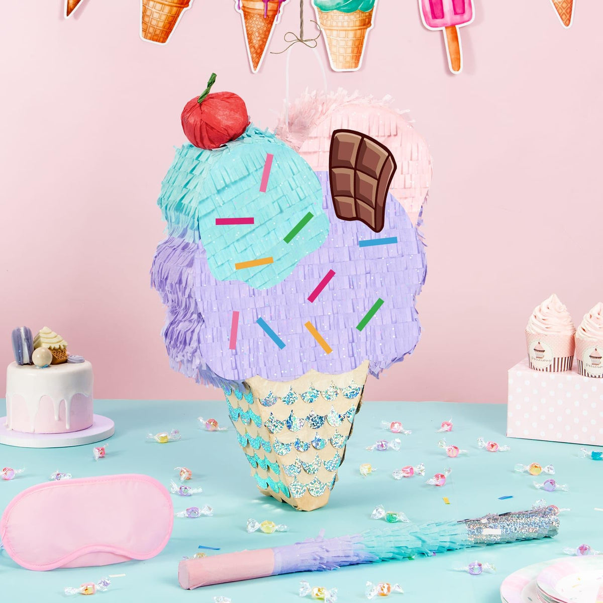 WERNNSAI Ice Cream Piñata during party game time, ready for swings and smiles