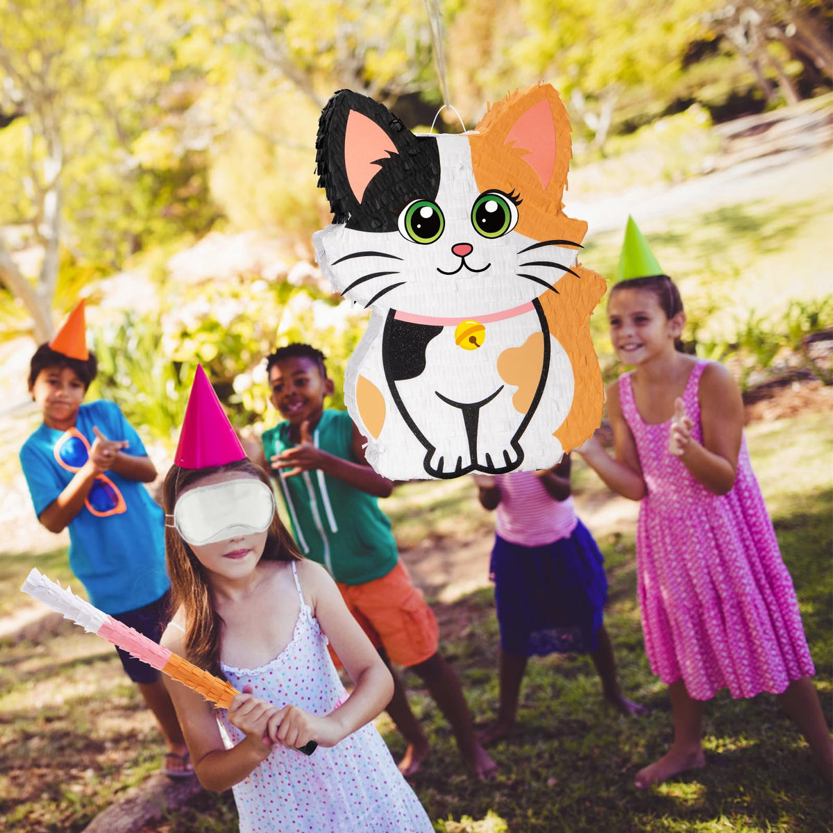 Wernnsai Kitten Piñata blindfold bat included for instant party play.