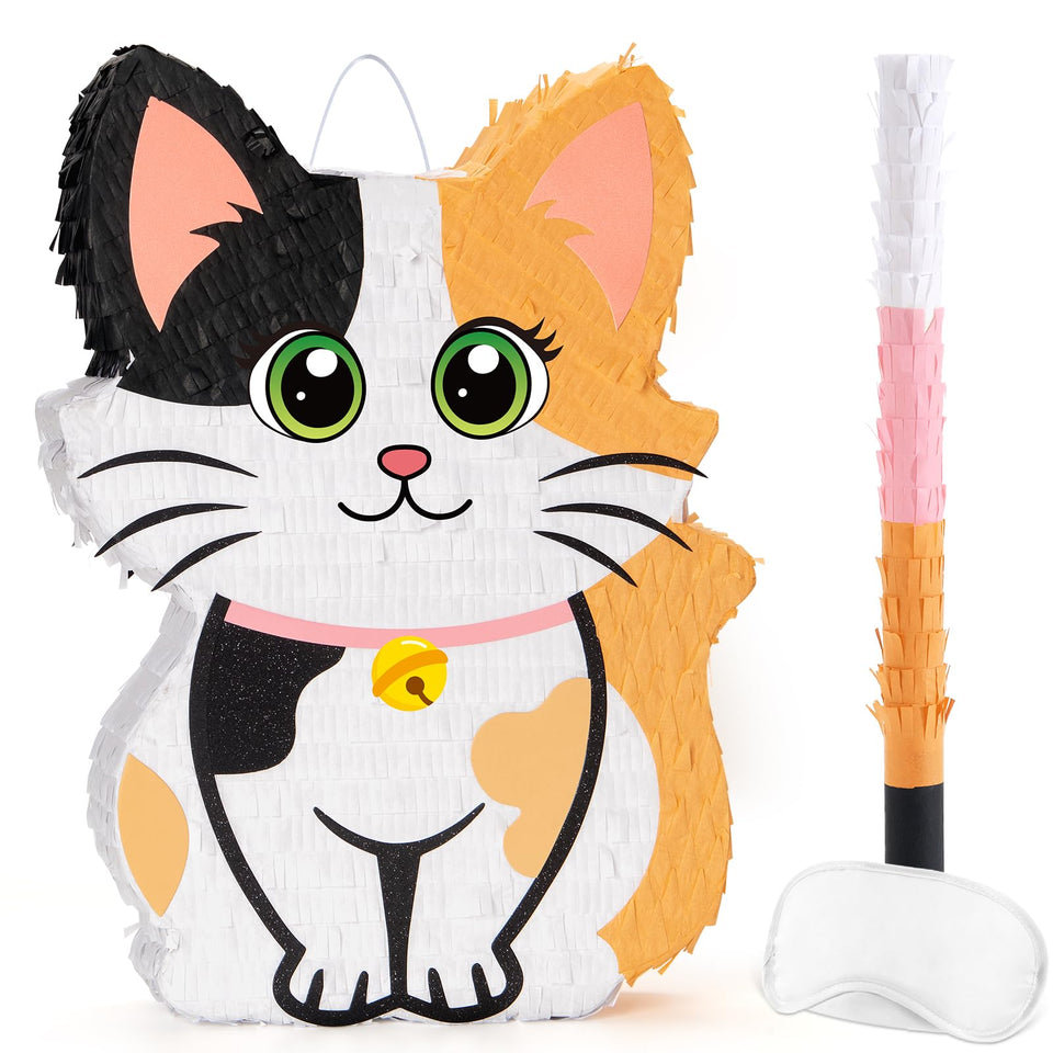 Wernnsai Kitten Piñata front view shows playful design for kids parties.