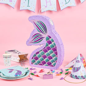 WERNNSAI Mermaid Piñata hanging loop shows sturdy durability for kids' parties