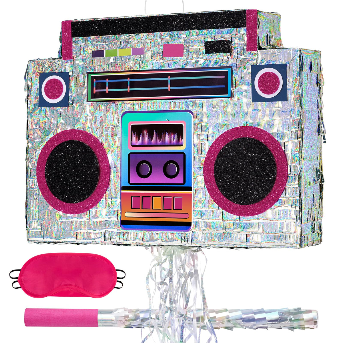 WERNNSAI music player piñata 80s neon design, ideal party decor and conversation starter.
