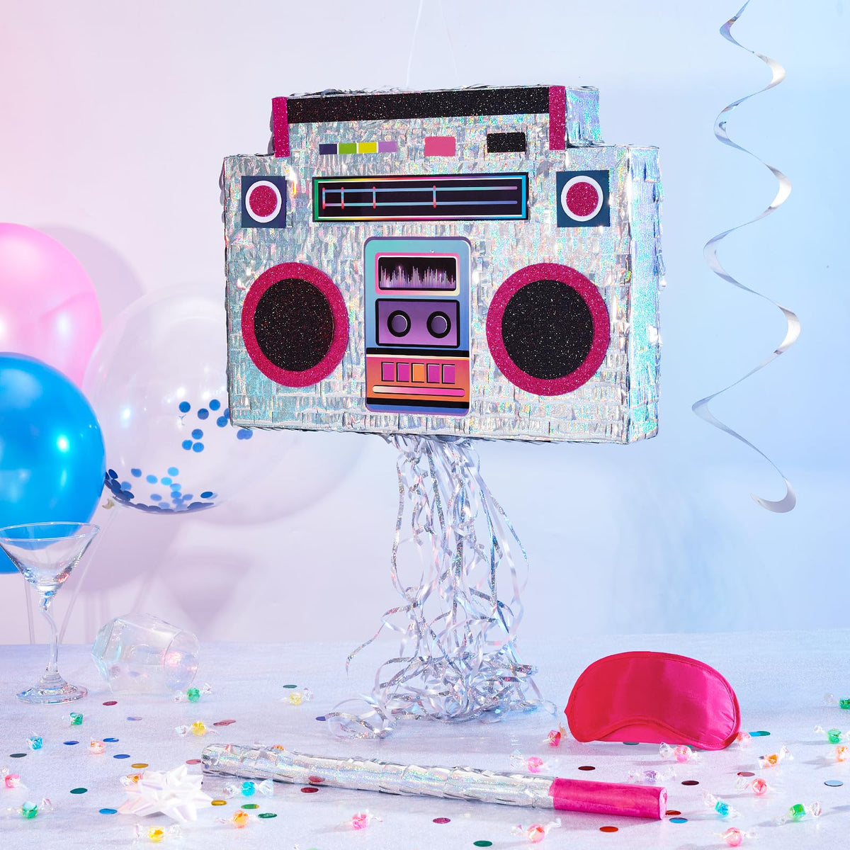 WERNNSAI music player piñata corrugated interior supports treats securely.