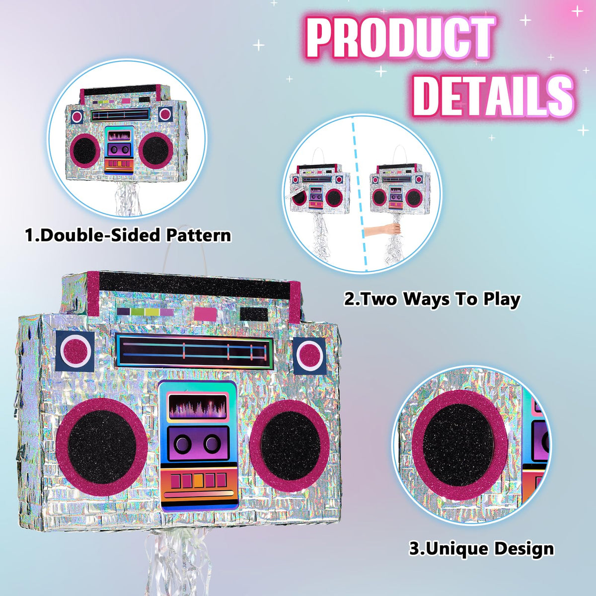 WERNNSAI music player piñata easy-fill hole shows practical setup.