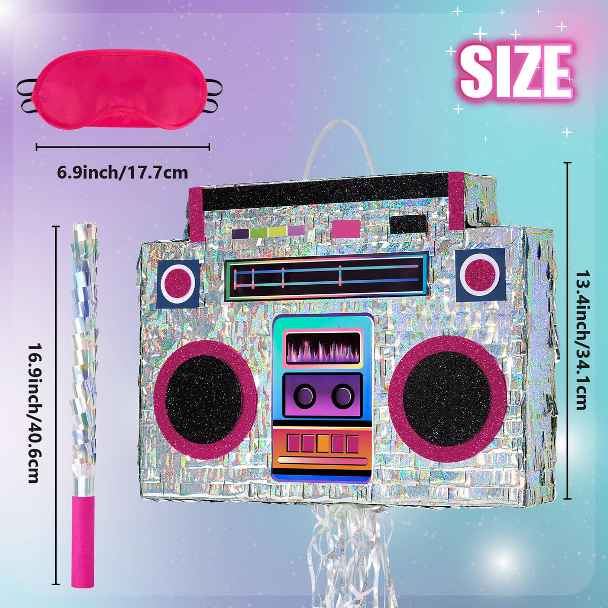 WERNNSAI music player piñata fringed tissue exterior adds festive appeal.