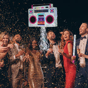 WERNNSAI music player piñata includes blindfold and bat for interactive games.