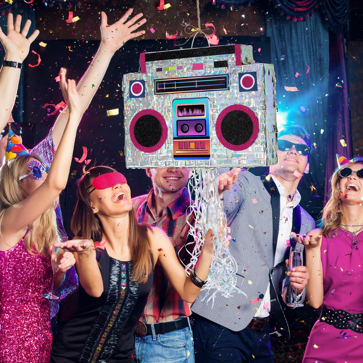 WERNNSAI music player piñata measures 12.5 by 16.5 by 3 inches for prep.