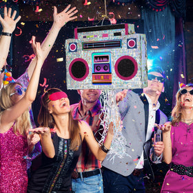 WERNNSAI music player piñata measures 12.5 by 16.5 by 3 inches for prep.