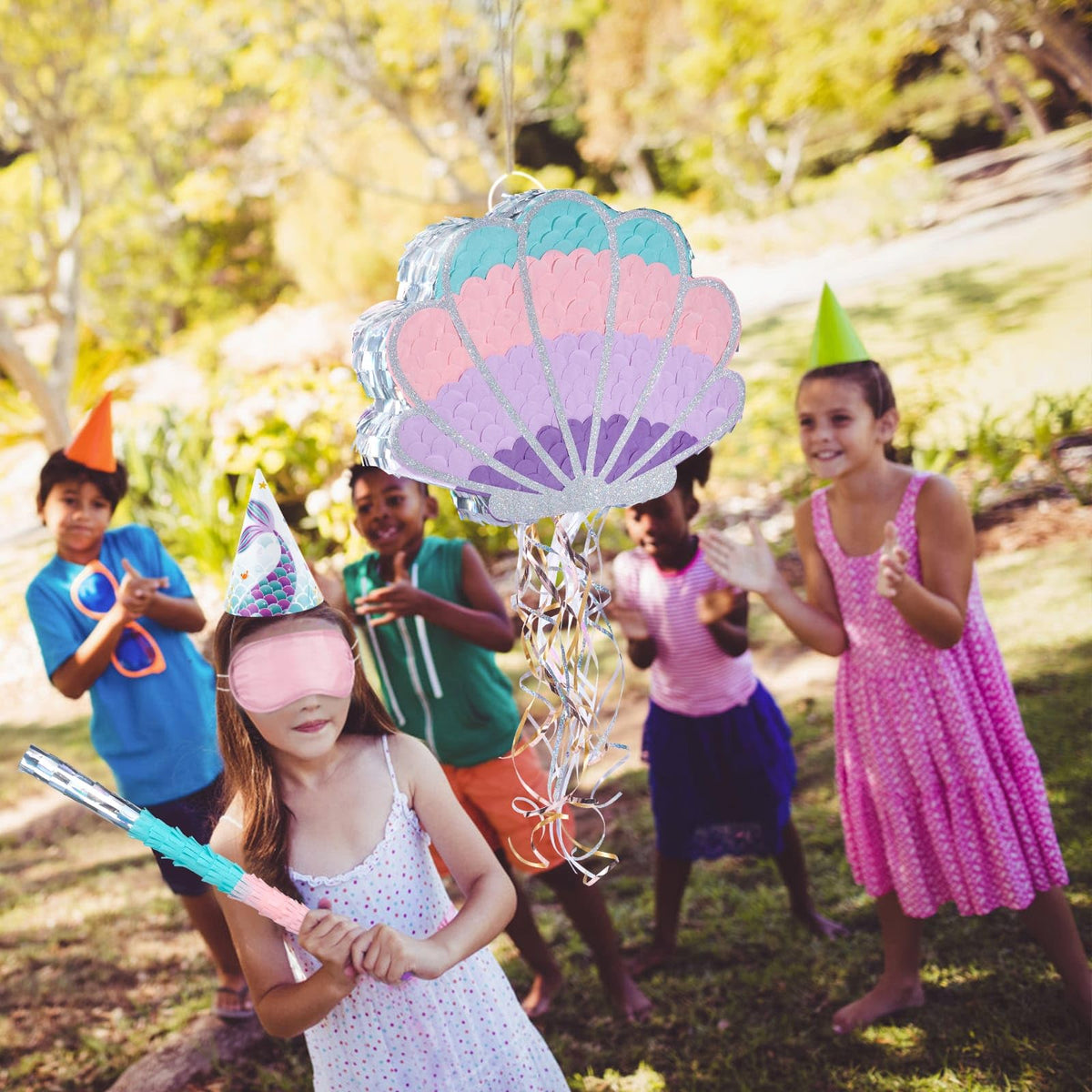 WERNNSAI pinata set includes blindfold and bat for party games