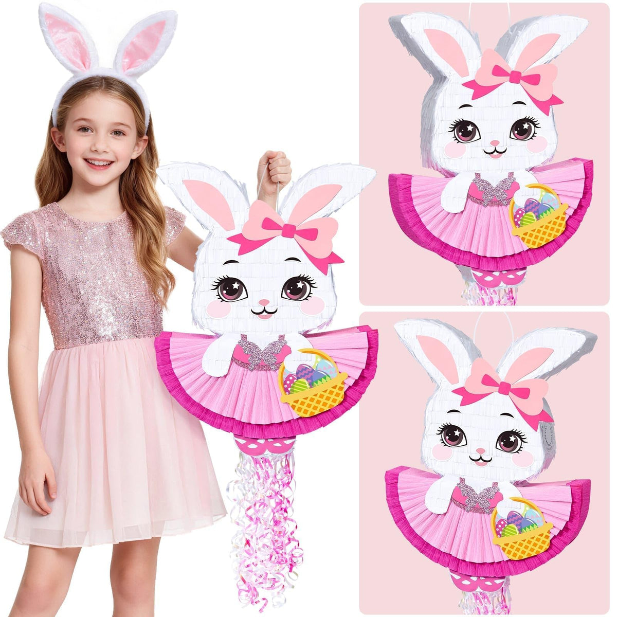 WERNNSAI piñata features crepe paper tassels and cute bunny details.