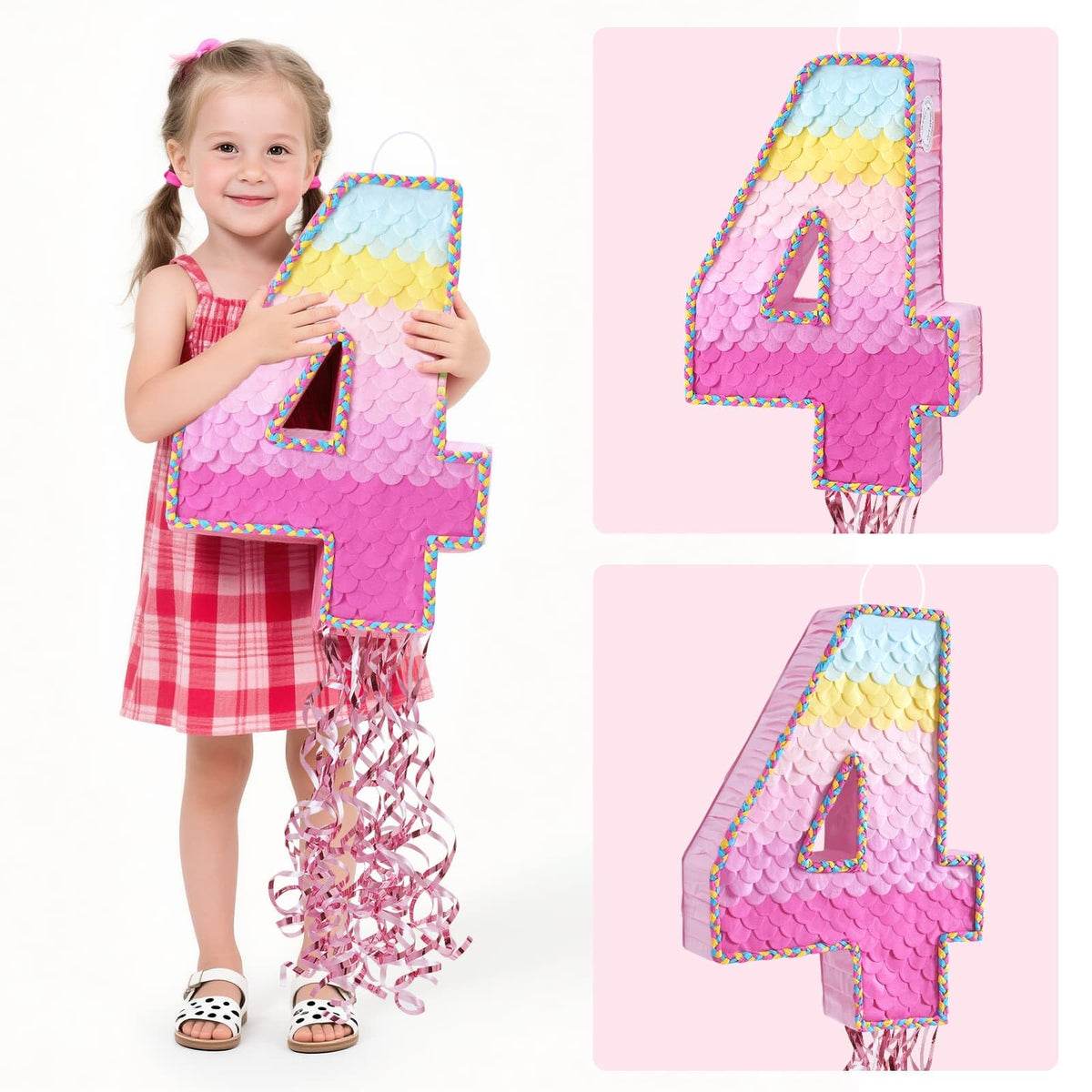 WERNNSAI Pink Sweet Four Pinata size 16.3 by 11.6 by 3 inches holds surprise fillers