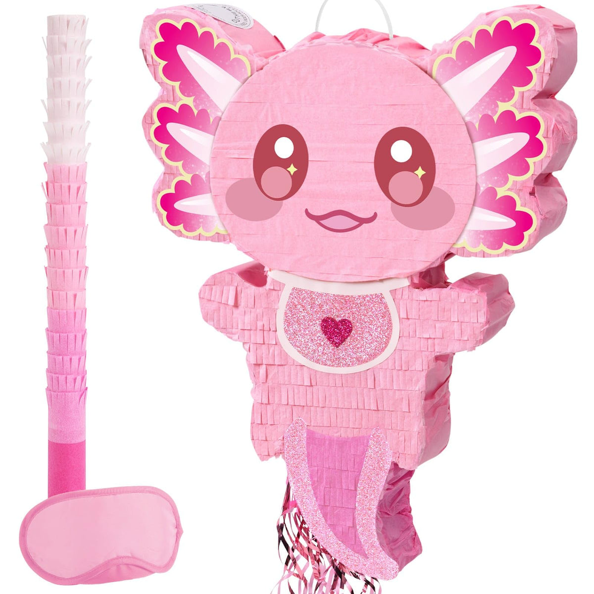 WERNNSAI Pink Axolotl Pinata with giant sparkly eyes for a playful party surprise