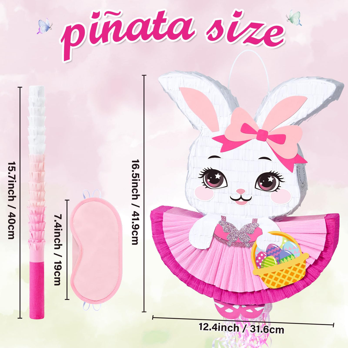 WERNNSAI pink bunny piñata showing large candy capacity for celebrations.