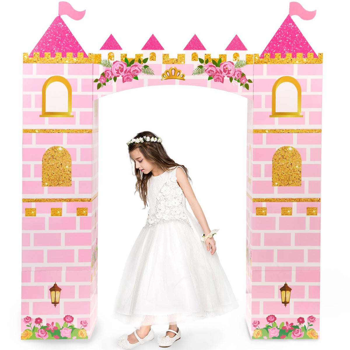 WERNNSAI Pink Princess castle wall box for indoor party décor and photo moments