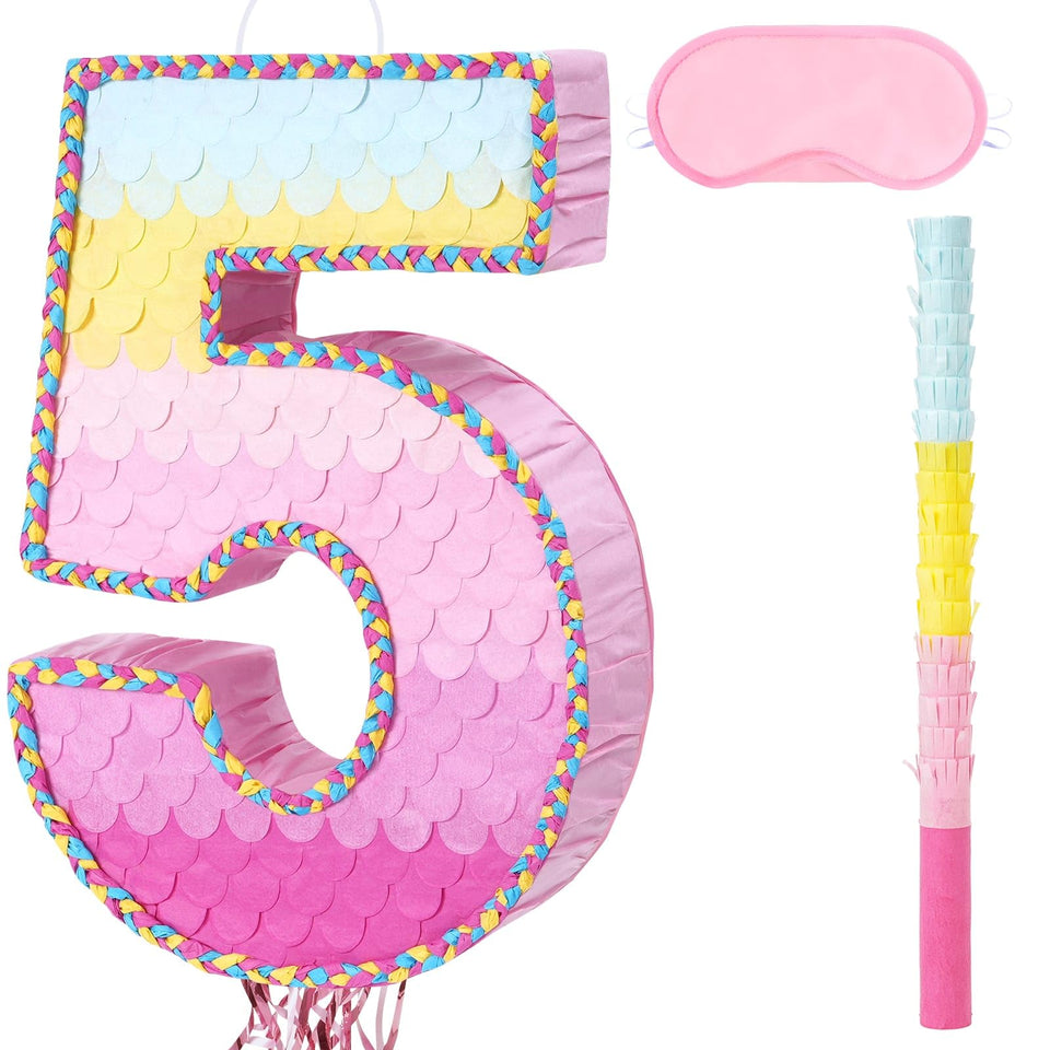 WERNNSAI Pink Sweet Five Piñata full ombré design for festive décor