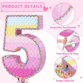 WERNNSAI Pink Sweet Five Piñata ribbons and tassels add festive flair