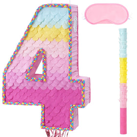 WERNNSAI Pink Sweet Four Pinata with ombre fade and aquatic textures for vibrant party decor