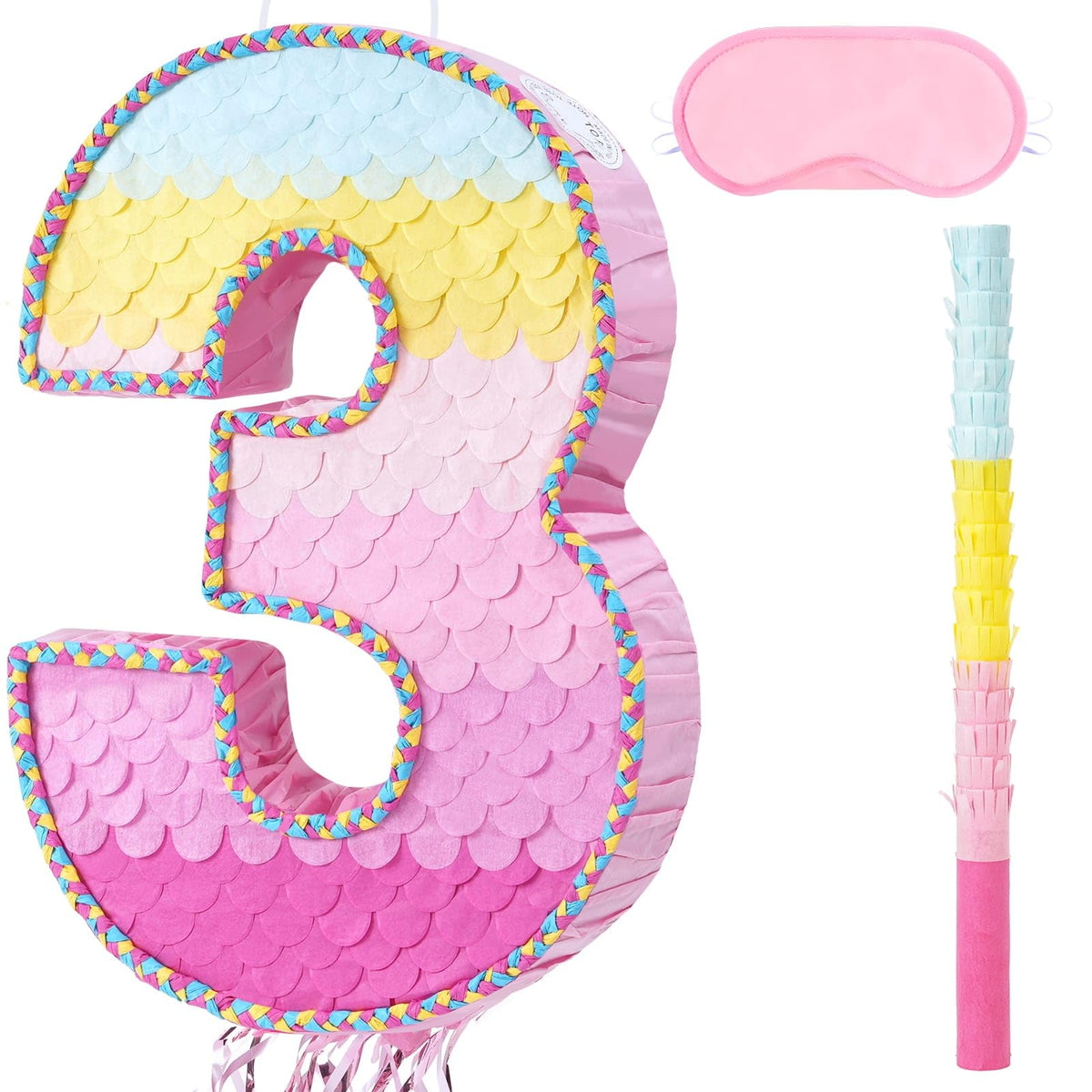 WERNNSAI Pink Sweet Three Pinata in number 3 design for vibrant birthday décor.