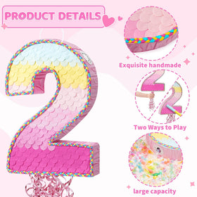 WERNNSAI Pink Two Piñata crafted from thick corrugated paper for durability